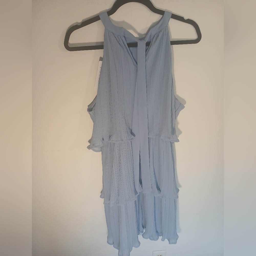 Elegant Blue Pleated Dress - Picture 12 of 12